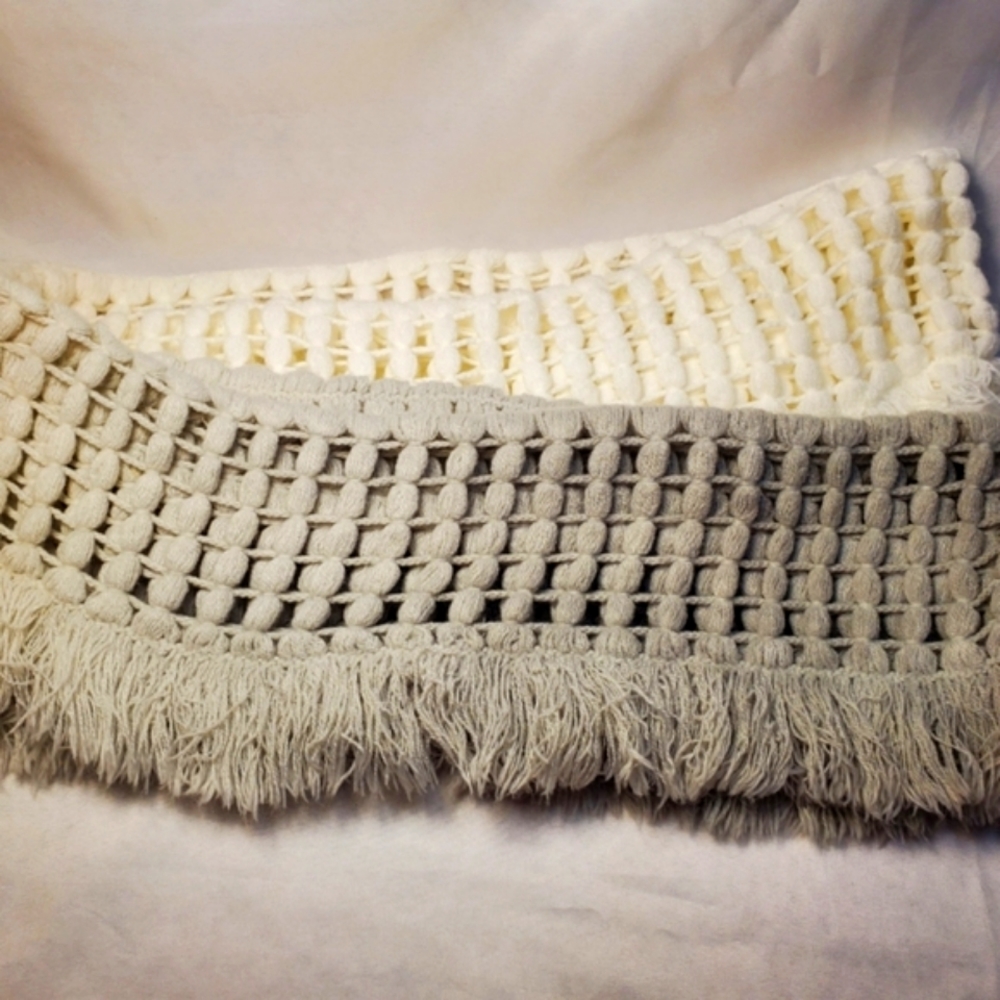Infinity Scarf Gray White Crocheted Cold Weather Neckwear